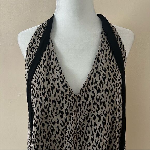 BCBGeneration Black & Tan Leopard Print Tie Neck Tank Top - Picture 4 of 9